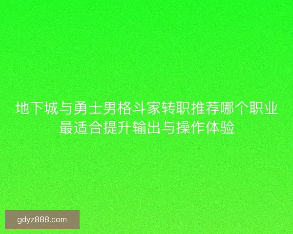 地下城与勇士男格斗家转职推荐哪个职业最适合提升输出与操作体验