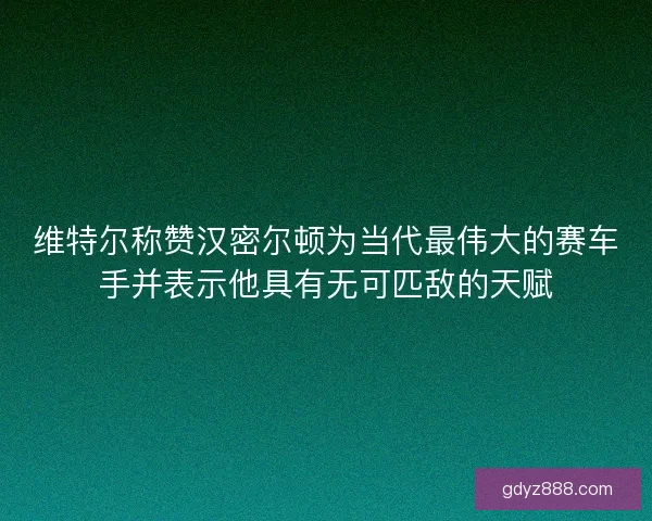 维特尔称赞汉密尔顿为当代最伟大的赛车手并表示他具有无可匹敌的天赋